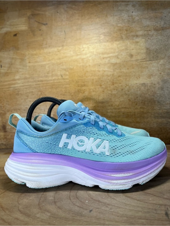 Hoka One One Shoes - Hoka One One Bondi 8 Womens Size 7 Wide Running Shoes Sneakers Blue Purple